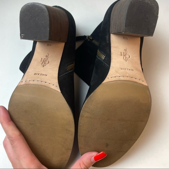 Cole Haan Black Suede Ankle Heeled Booties Size 9 - Picture 6 of 7